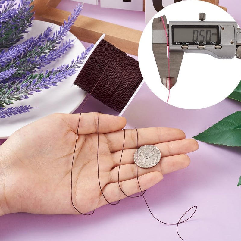 EEE ELECRELIVE 150 Yards 0.5mm Braided Nylon Crafting Thread Chinese Knotting Beading String Macrame Cord Rope for Necklace Bracelet Jewelry Craft Making  Coconut Brown - Image 2